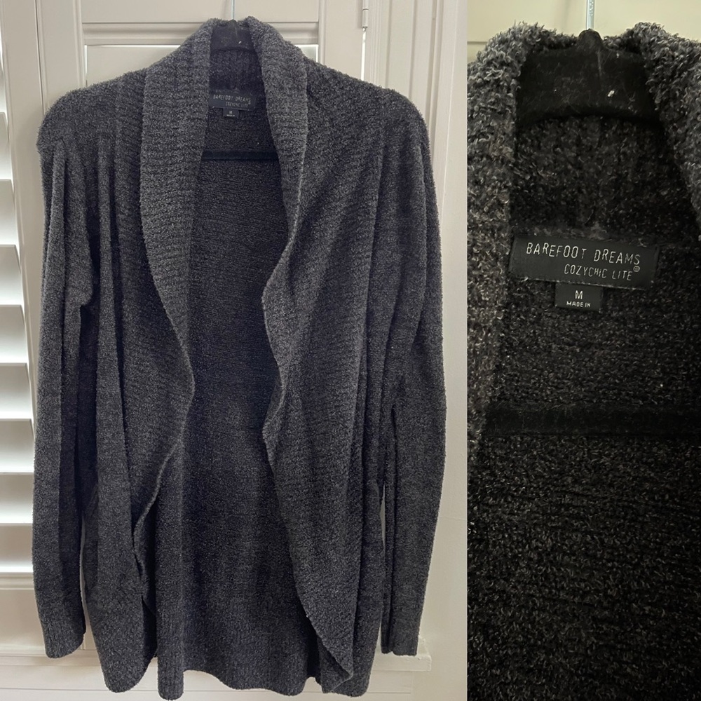 Barefoot Dreams CozyChic Lite Circle Cardigan | Black | Size Medium